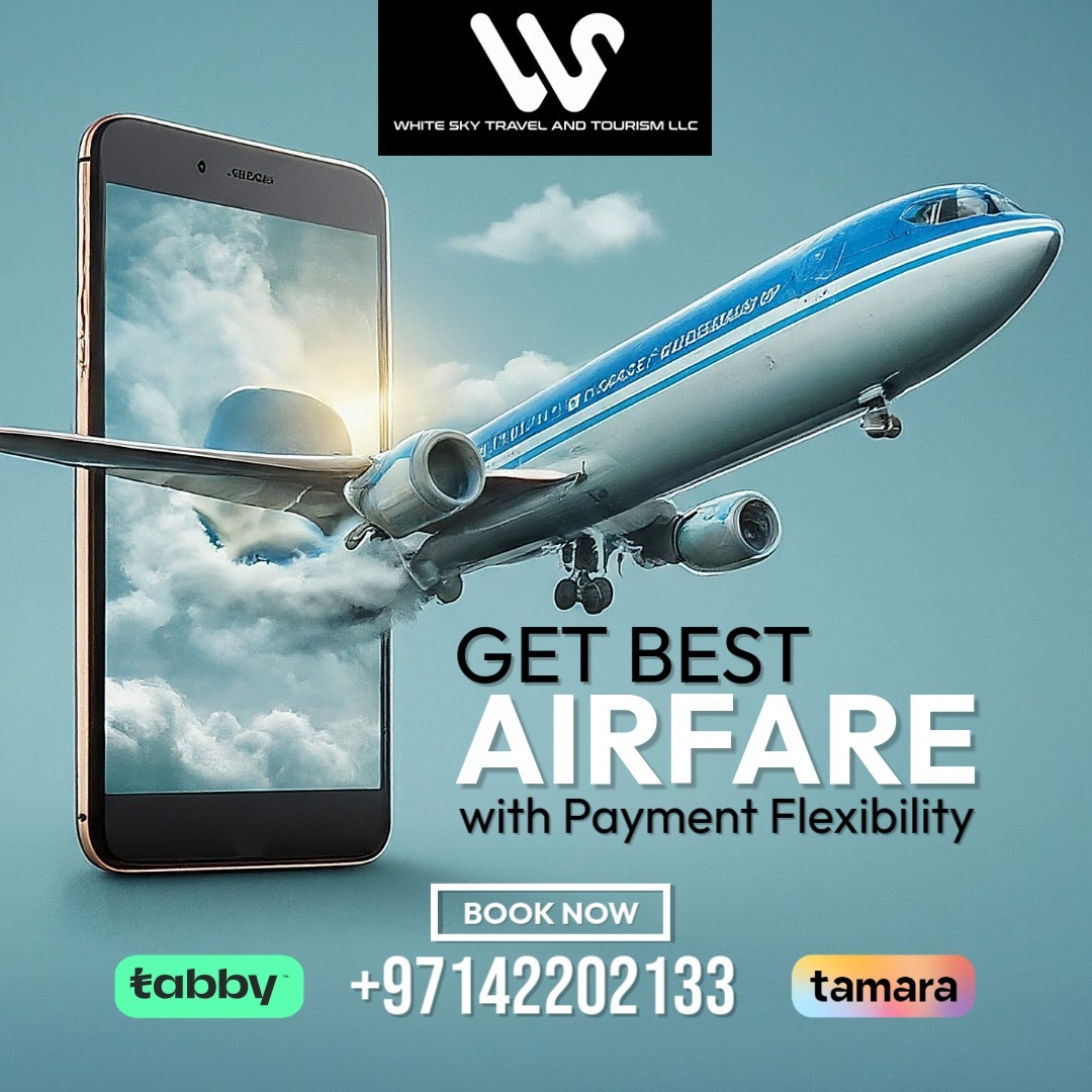 Flight ticket with tamara and tabby travel agency in Dubai